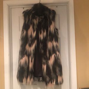 Faux dappled fox fur vest with hook and eye closure